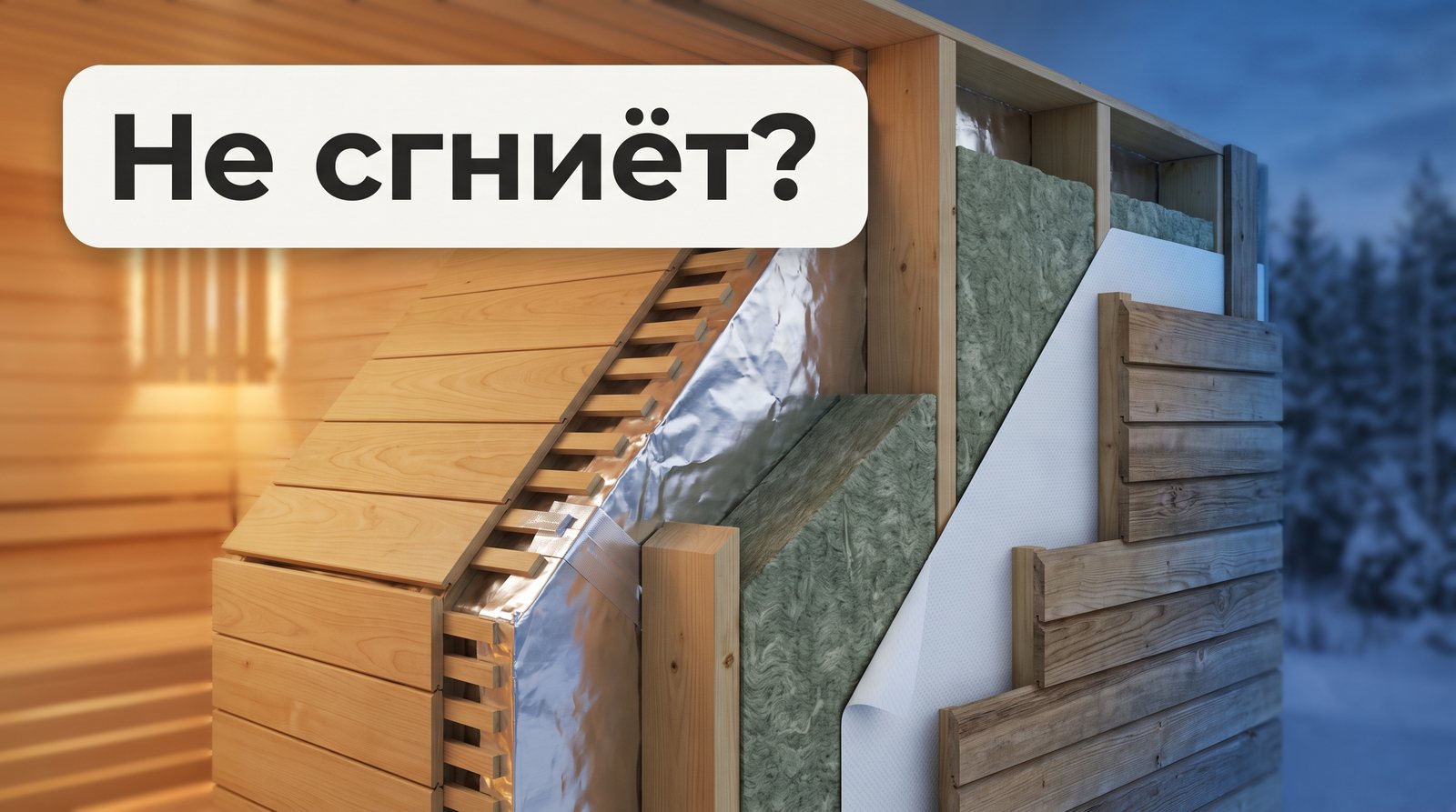 Пирог стены каркасной бани: утепление и пароизоляция парной по слоям